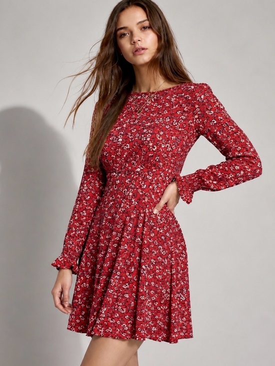 Free People Dresses & Skirts - FREE PEOPLE Wildflower Lane Floral Long Sleeve Mini Dress XS